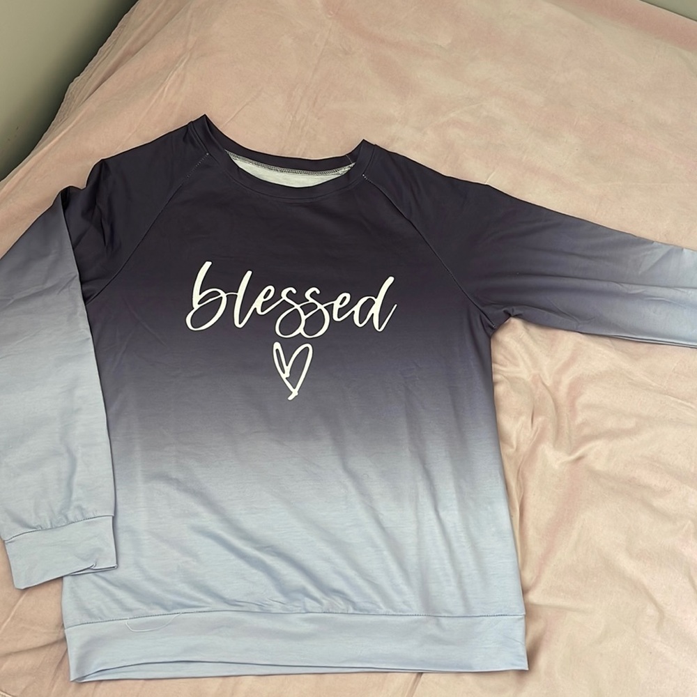 Ombré Blessed Blue long sleeve light sweatshirt - Large
